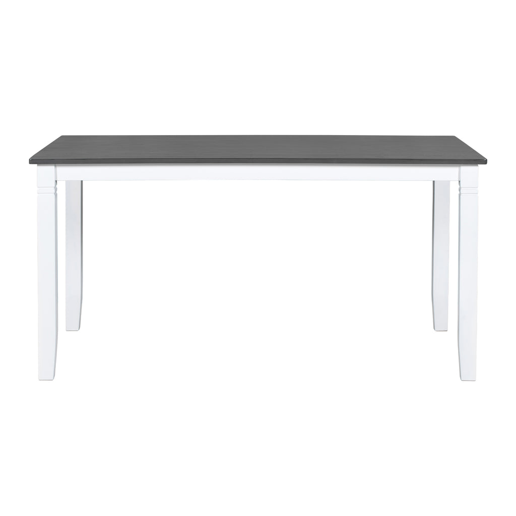 6-Piece Wood Dining Table Set Kitchen Table Set with Upholstered Bench and 4 Dining Chairs, Farmhouse Style Gray+White