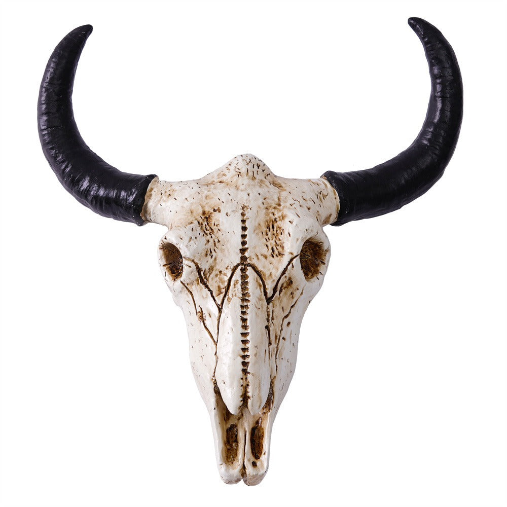 Medium size cow horn wall mounted three-dimensional bone plaque