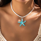 Conch symbol vacation beach ornament Bohemian starfish pendant exaggerated ocean style mermaid necklace