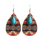 Women's Earrings Turquoise Pendant Retro Ethnic Fashion Earrings Western Bohemian