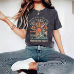 Western Jesus pattern printed round neck short sleeved T-shirt