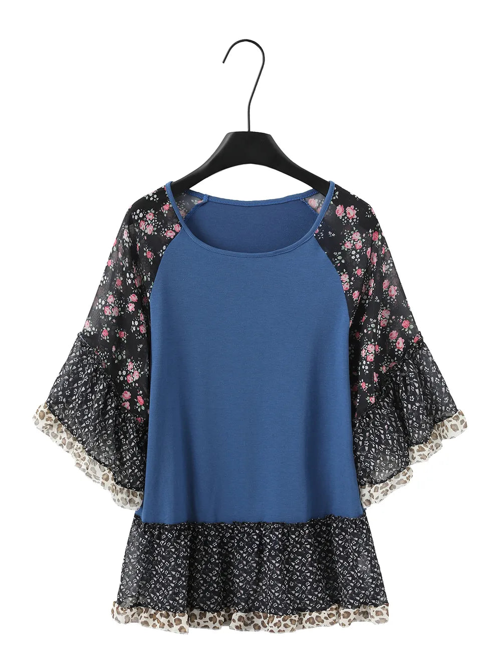 Woman's Blouse Printed Round Neck Half Sleeve Top