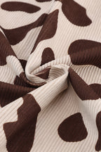 Khaki Cow Spots Printed Corduroy Shacket