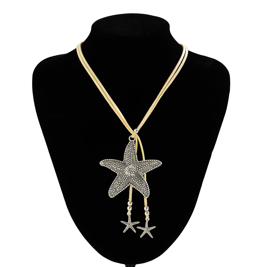 Conch symbol vacation beach ornament Bohemian starfish pendant exaggerated ocean style mermaid necklace