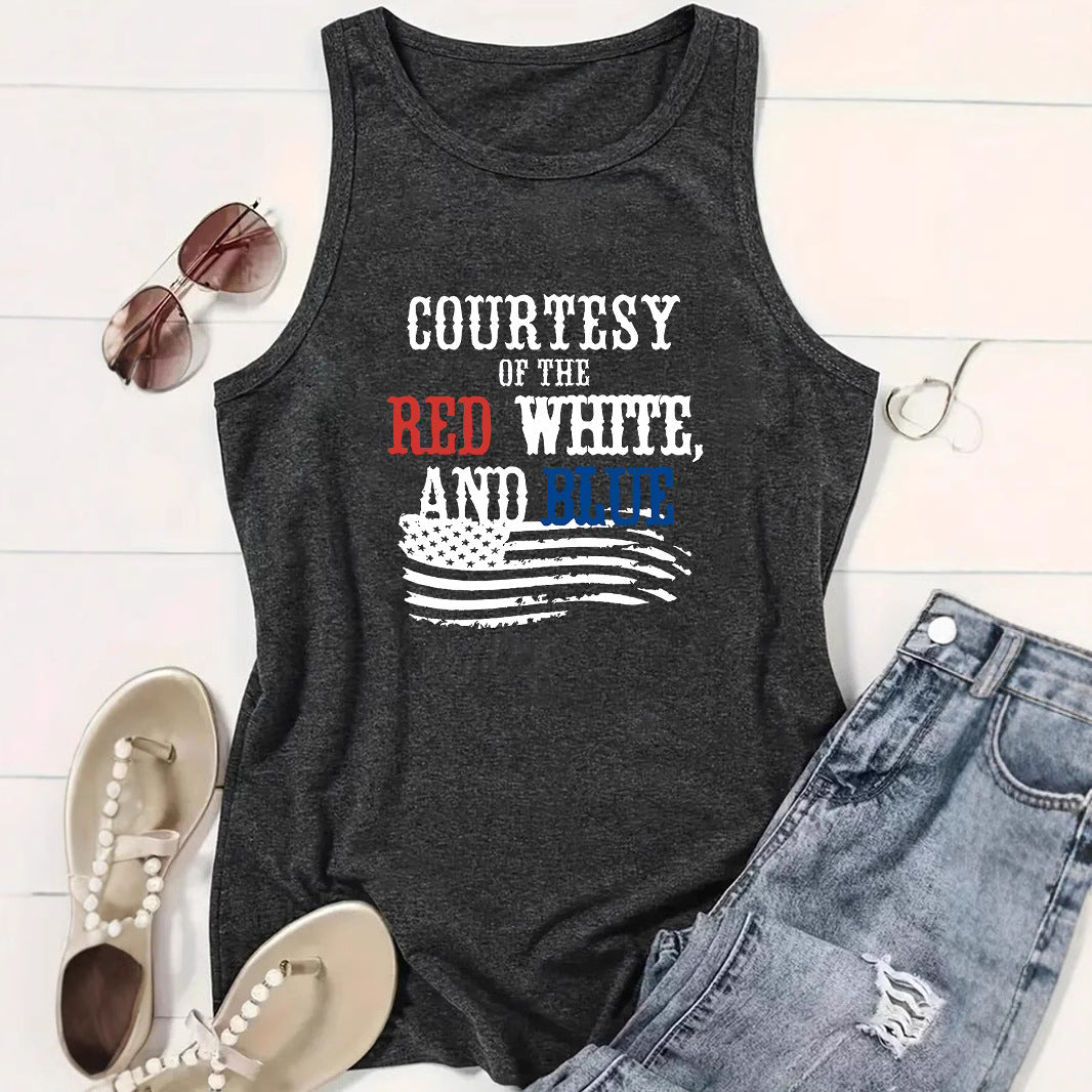 Patriotic printed women's vest
