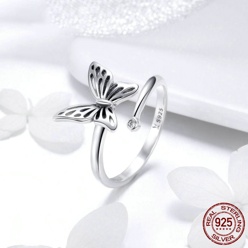 925 Sterling Silver Jewelry Set Vintage Butterfly Rings & Earrings Jewelry Sets Wedding Engagement Jewelry