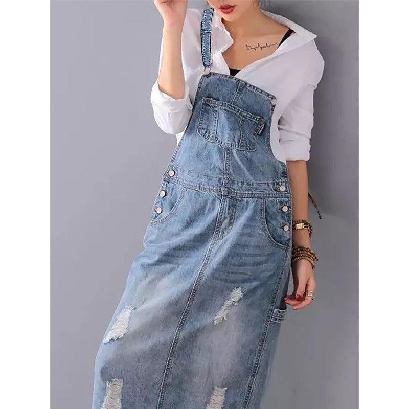 Cowgirl Overall Bib Dress with holes and straps