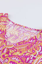 Boho Floral Print Belted Surplice Blouse