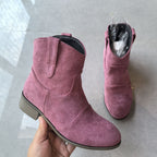 Comfortable low heeled short oversized low cut women's boots