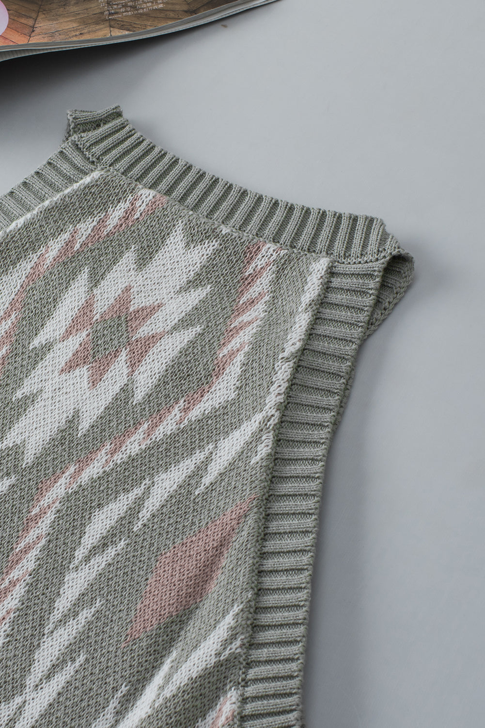 Women's Laurel Green Western Tribal Aztec Pattern Knit Sweater Tank Top