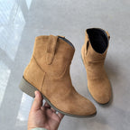 Comfortable low heeled short oversized low cut women's boots
