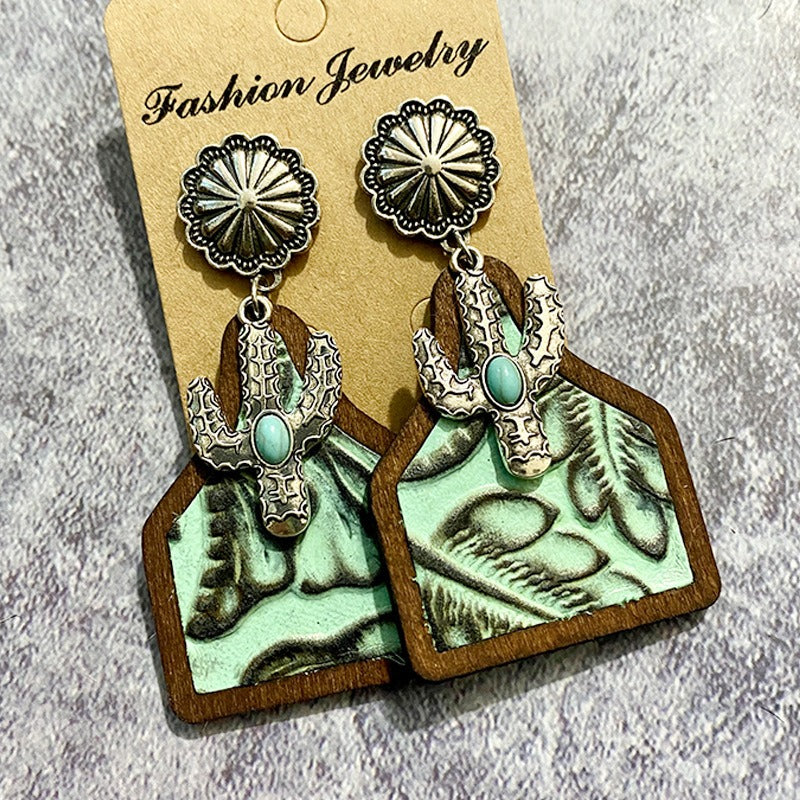 Western Bohemian Genuine Leather Cowhide Earrings