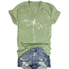 Women's Short sleeved dragonfly print let it be saying