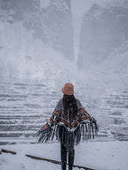 Autumn and Winter Travel Photography Versatile Ethnic Style Knitted Mohair Woolen Tassel Cape Thickened