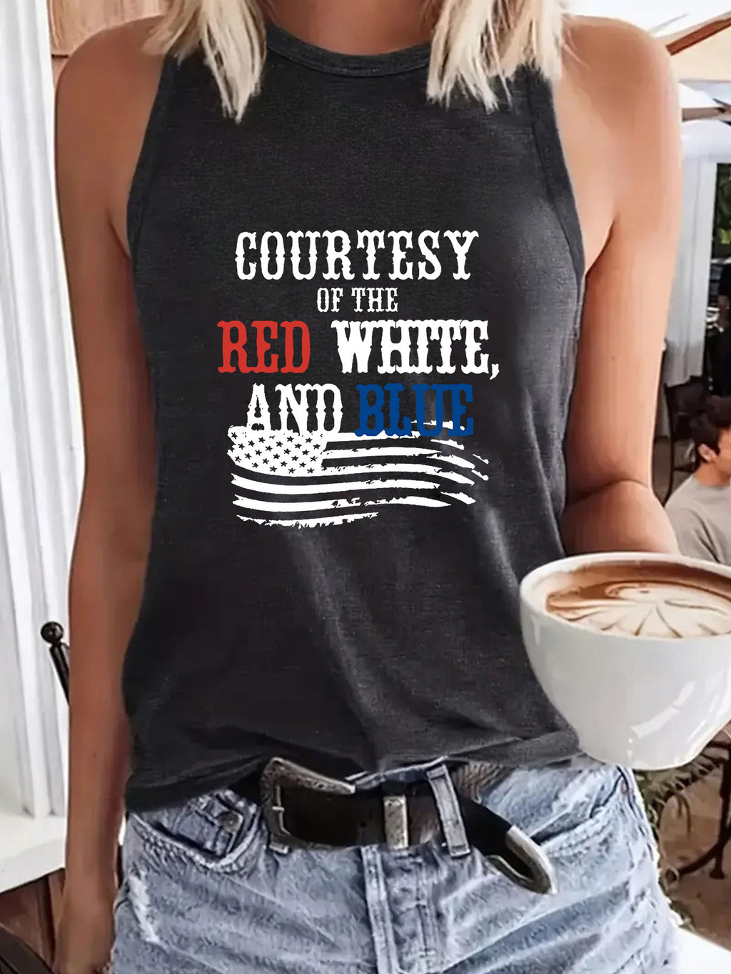 Patriotic printed women's vest