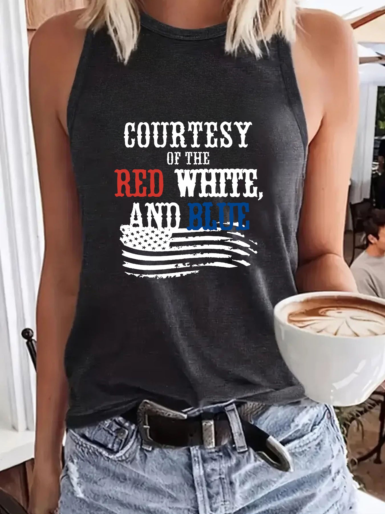 Patriotic printed women's vest