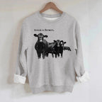 Cowboy and letter printed long sleeved sweatshirt