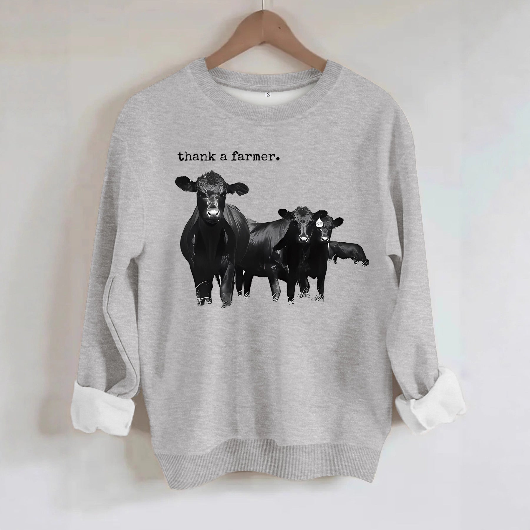 Cowboy and letter printed long sleeved sweatshirt
