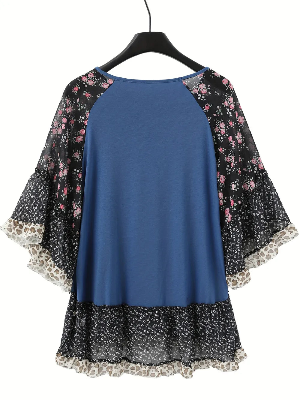 Woman's Blouse Printed Round Neck Half Sleeve Top