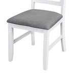 6-Piece Wood Dining Table Set Kitchen Table Set with Upholstered Bench and 4 Dining Chairs, Farmhouse Style Gray+White