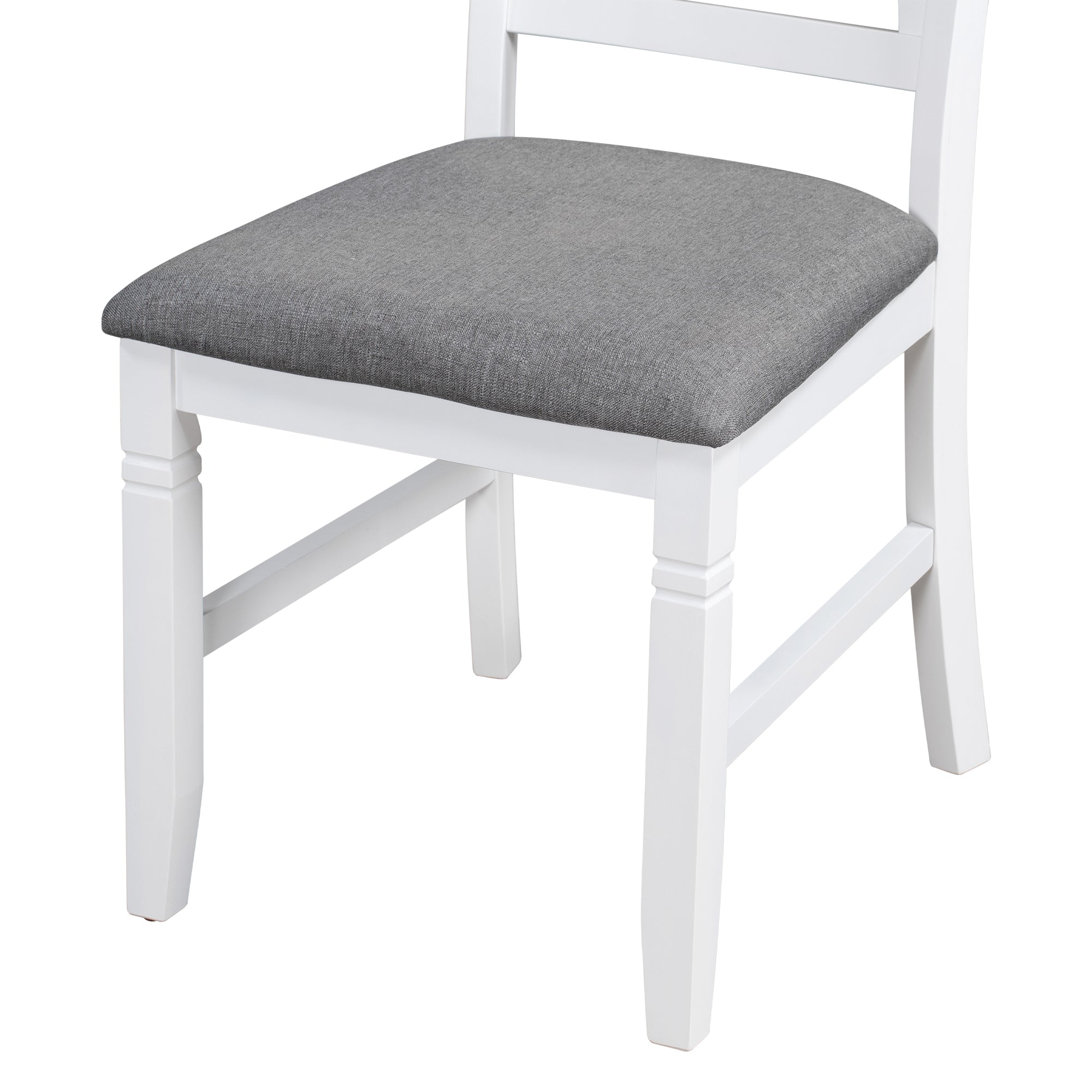 6-Piece Wood Dining Table Set Kitchen Table Set with Upholstered Bench and 4 Dining Chairs, Farmhouse Style Gray+White