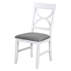 6-Piece Wood Dining Table Set Kitchen Table Set with Upholstered Bench and 4 Dining Chairs, Farmhouse Style Gray+White