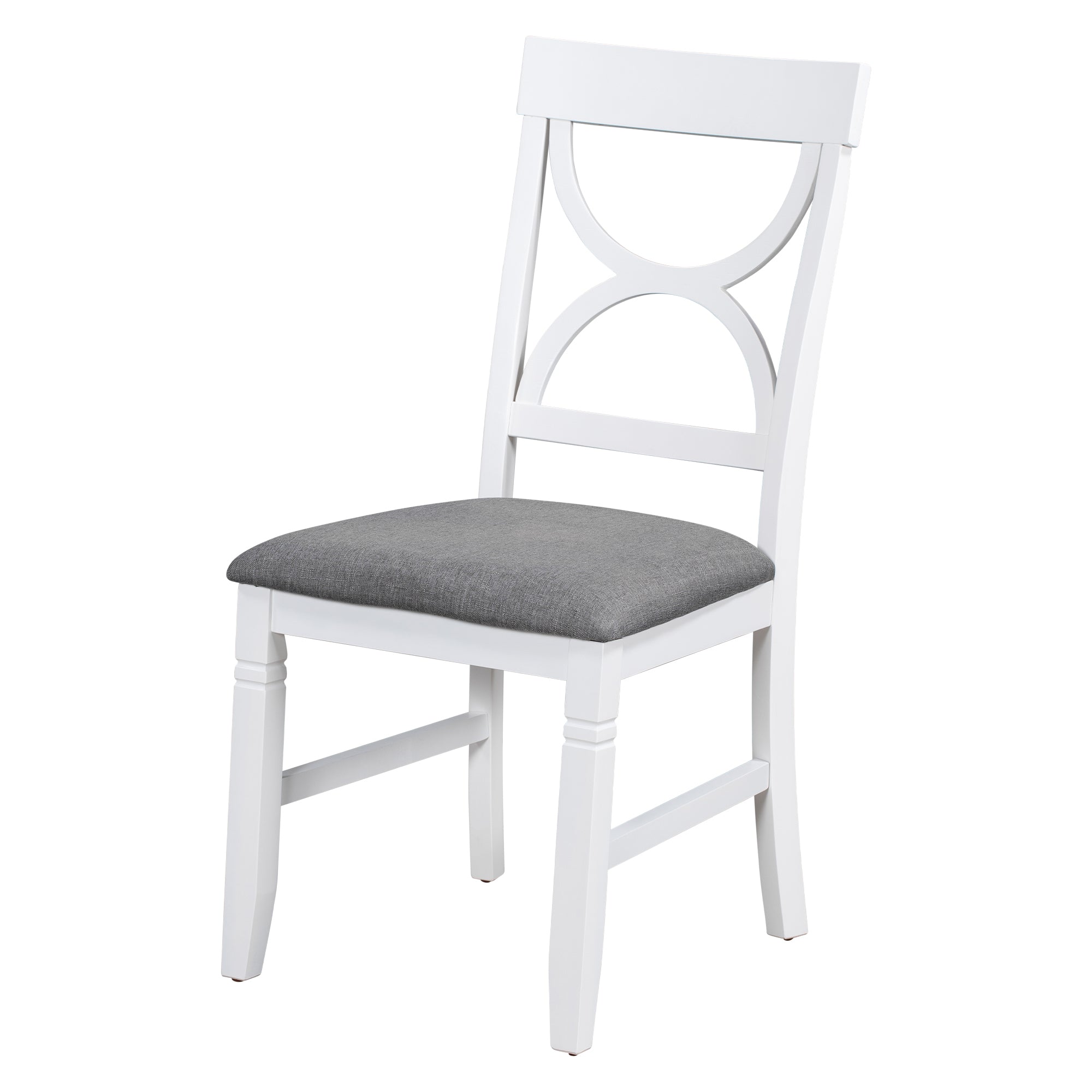6-Piece Wood Dining Table Set Kitchen Table Set with Upholstered Bench and 4 Dining Chairs, Farmhouse Style Gray+White