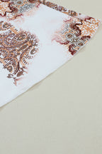 Women's White Western Vintage Print High Waist Bell Pants