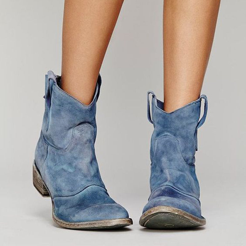 Comfortable low heeled short oversized low cut women's boots