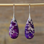 New Bohemian Emperor Stone Water Drop Pendant Earrings Natural Stone Jewelry