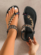 Women's Western ethnic style summer beach flat sandals