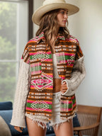 Knitted sleeve patchwork woolen jacket ethnic style loose jacket