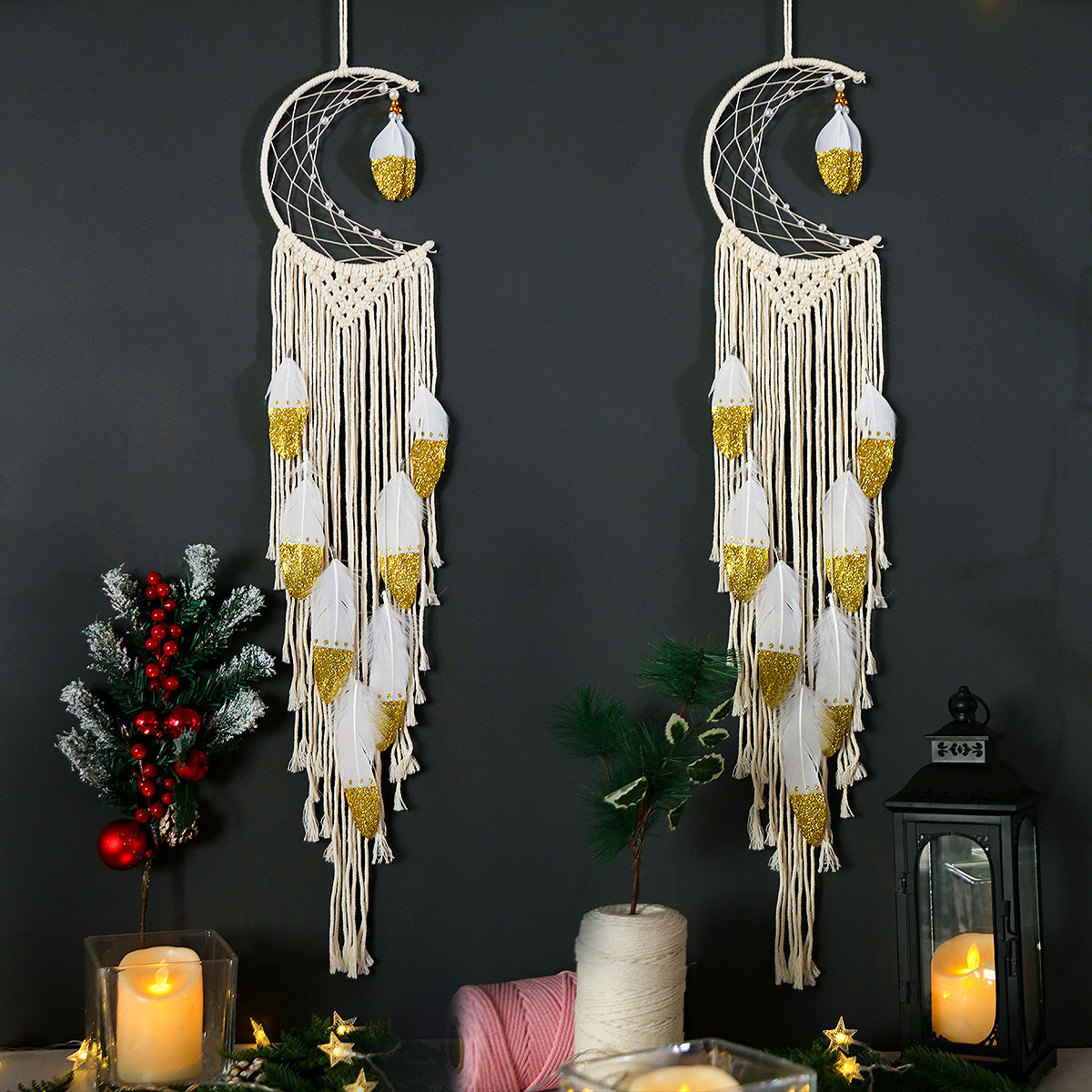 Hand Woven Cotton Thread Tassel Tapestry Wall Tapestry Hangings Background Boho Wall Hangings