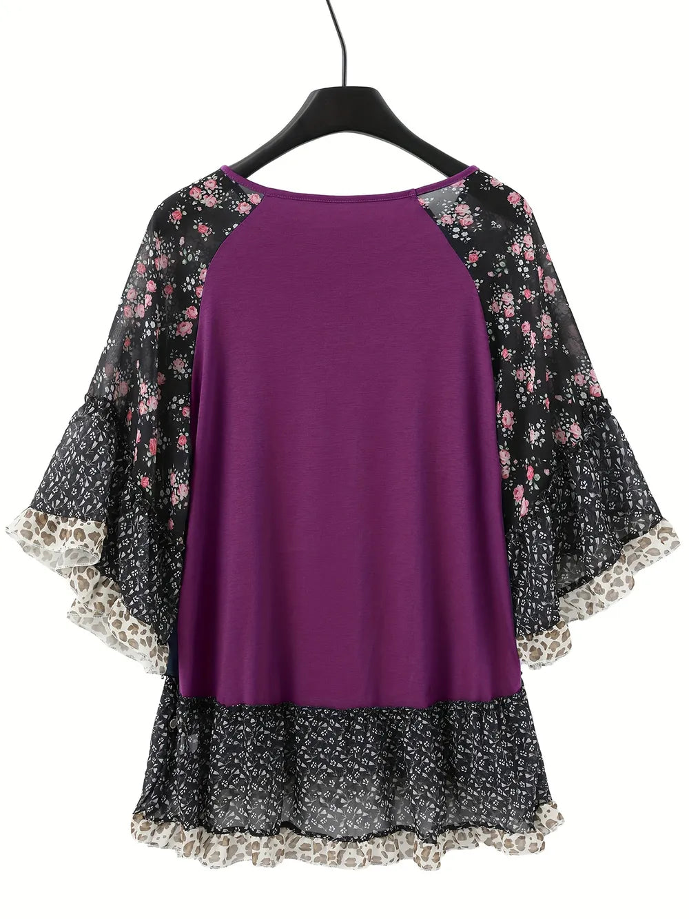Woman's Blouse Printed Round Neck Half Sleeve Top