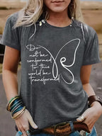 Women's Butterfly round neck short sleeved  T-shirt