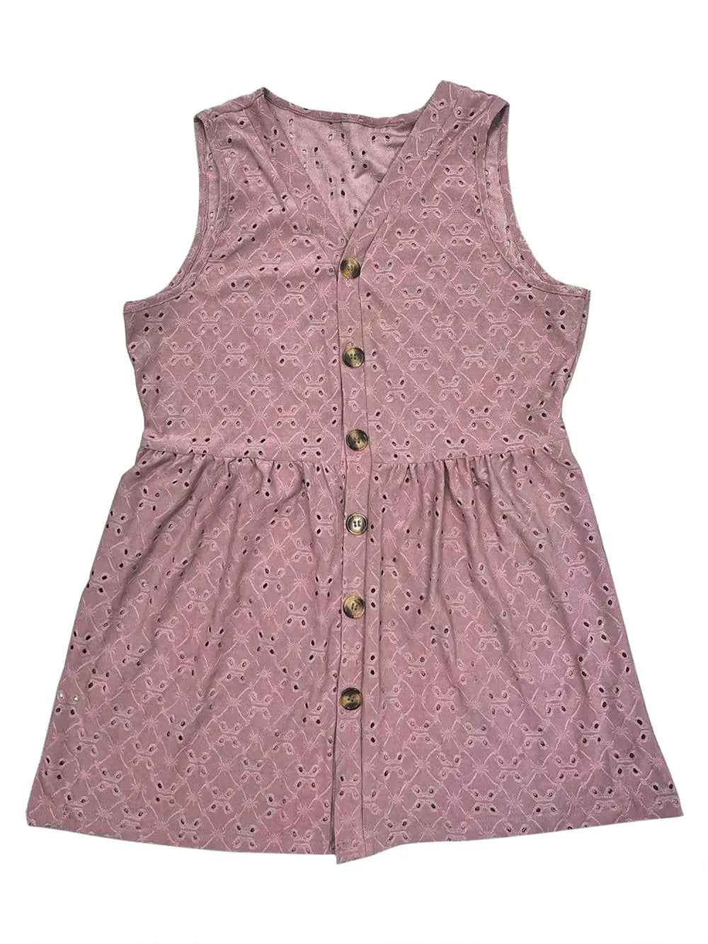 Women's Eyelet Button Up V-Neck Tank Top