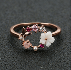 Women's Butterfly Flower Rose Gold Ring
