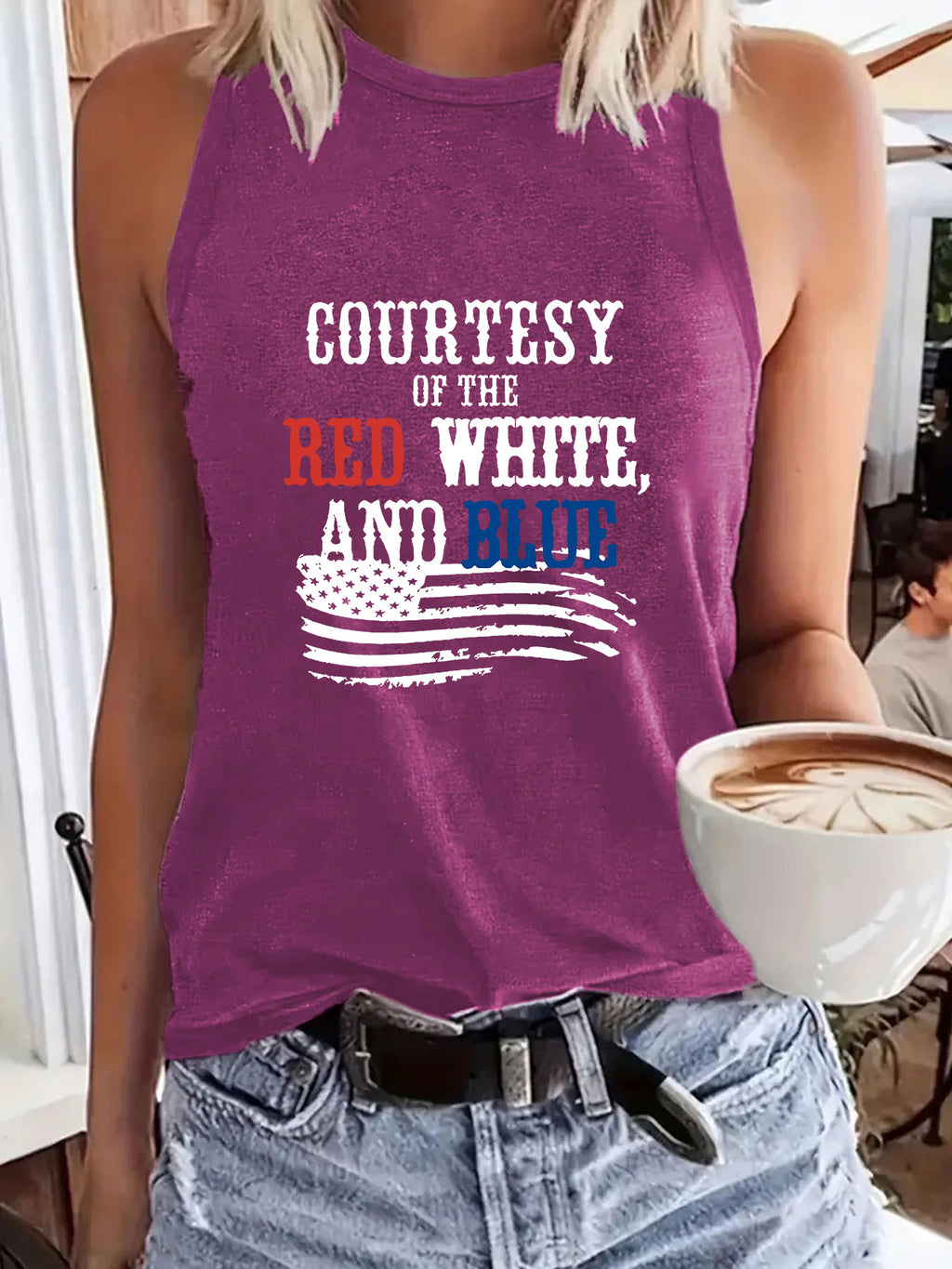 Patriotic printed women's vest