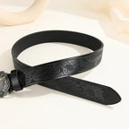 Western Cowboy Belt Versatile Bull Head Big Board Buckle Cowboy Carving Ethnic Style Punk PU Leather Belt