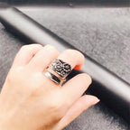 Women's English Garden Spoon Ring Three Flower Jewelry Gift Flower Ring Adjustable Opening