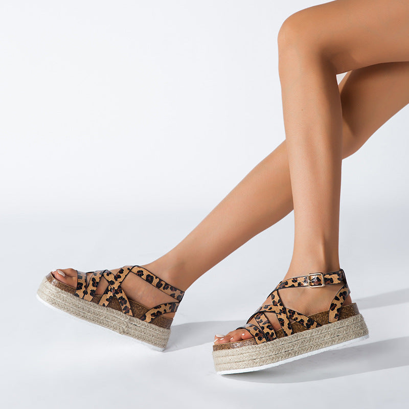 Platform Women's Thin Strap Cross Buckles Summer Sandals