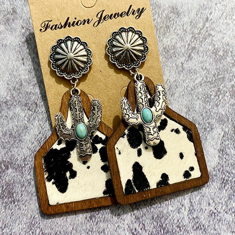 Western Bohemian Genuine Leather Cowhide Earrings