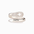 Women's Silver Faith Cross Zircon Ring Women's Simple and Fashionable European and American Style Ring Silver Jewelry
