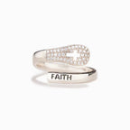 Women's Silver Faith Cross Zircon Ring Women's Simple and Fashionable European and American Style Ring Silver Jewelry