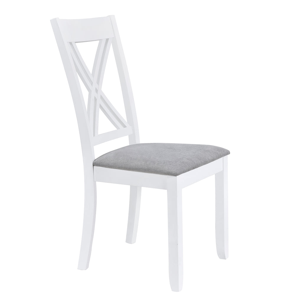 Rustic Minimalist Wood 5-Piece Dining Table Set with 4 X-Back Chairs for Small Places  White