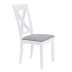 Rustic Minimalist Wood 5-Piece Dining Table Set with 4 X-Back Chairs for Small Places  White