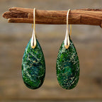 New Bohemian Emperor Stone Water Drop Pendant Earrings Natural Stone Jewelry