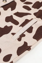 Khaki Cow Spots Printed Corduroy Shacket