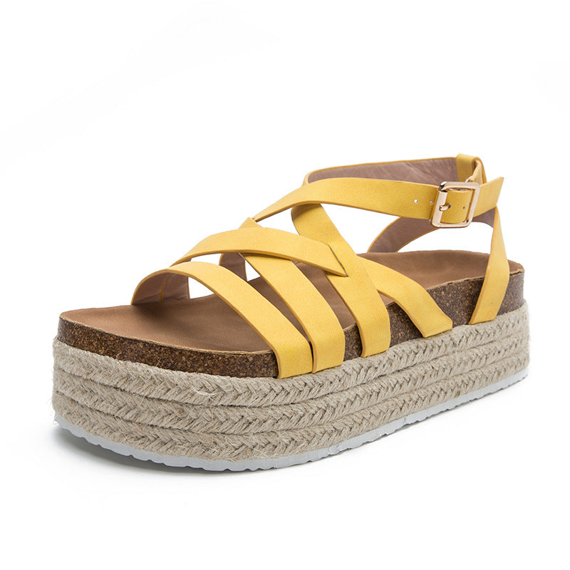 Platform Women's Thin Strap Cross Buckles Summer Sandals
