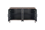 Hollow Four Door Antique Cabinet, American Country Style, Suitable for Living Room, TV Cabinet, Kitchen (Brown)